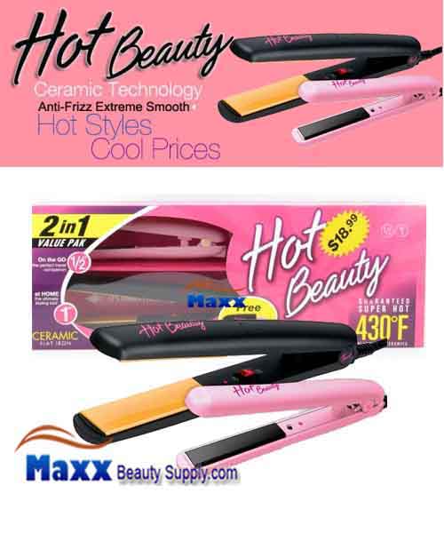 Hot Beauty #HFID01 2 IN 1 Ceramic Flat Iron Value Pack